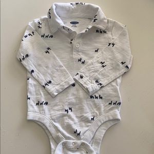 Alpaca print long sleeve onesie